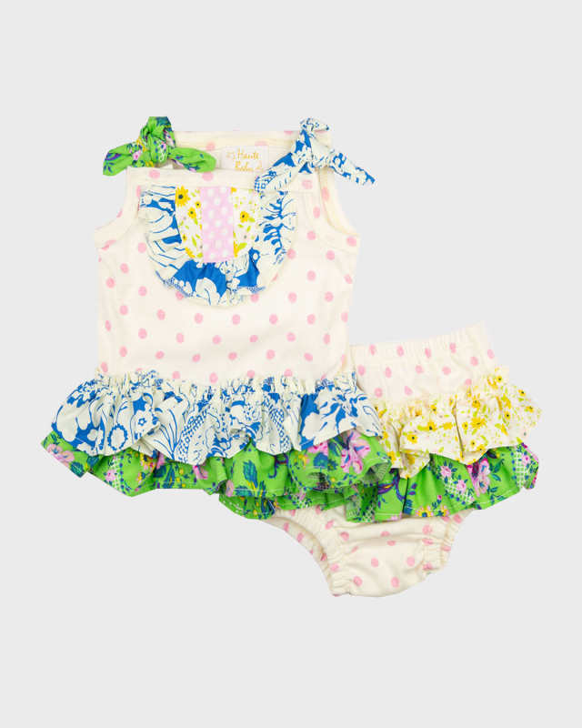 Girl's Daisy Bloom Party 2-Piece Bloomers Set, Size Newborn-24