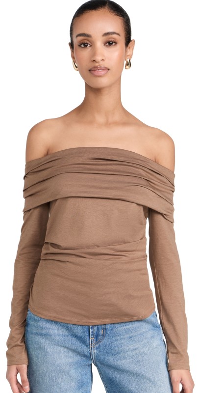 Nation LTD Abana Draped Off Shoulder Top Teddy