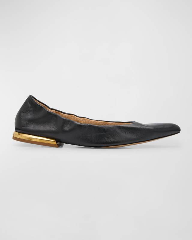 Lambskin Point-Toe Ballerina Flats