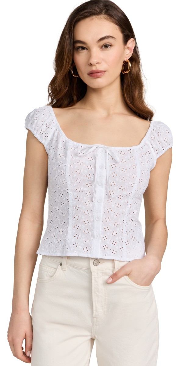 WAYF Button Front Top Ivory
