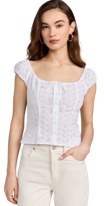 WAYF Button Front Top Ivory