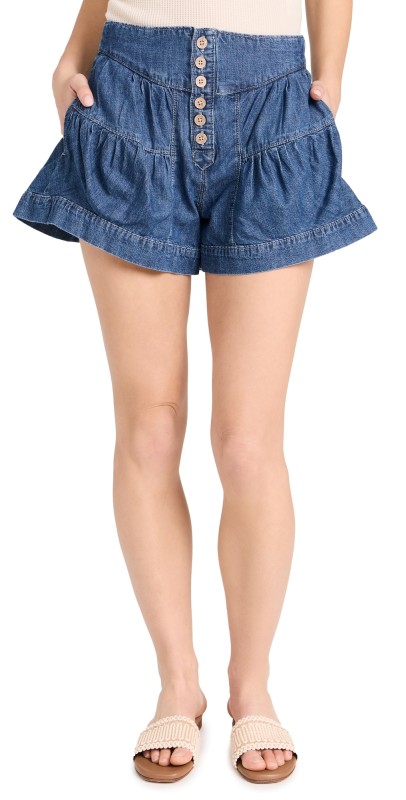 Free People Fleur Denim Shorts True Blue