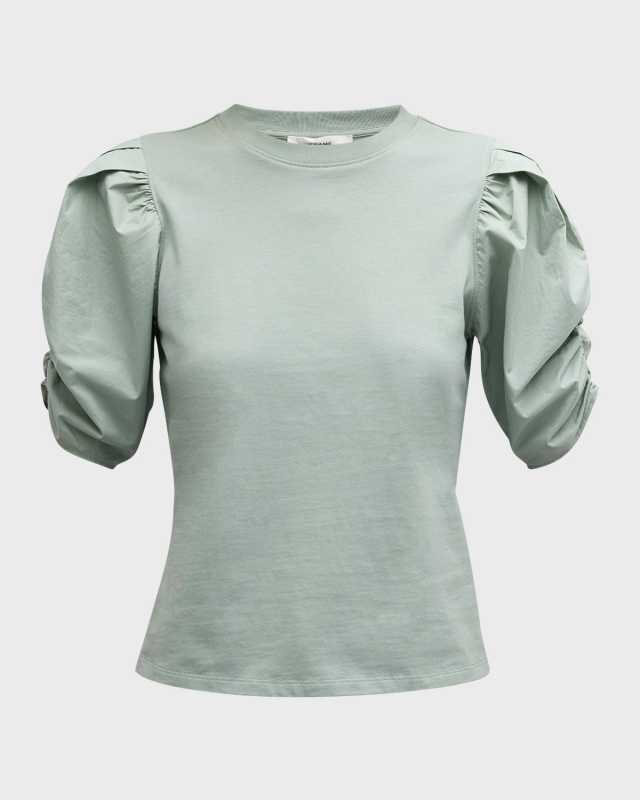 Pleated Puff-Sleeve Tee