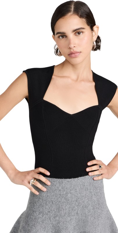 SIMKHAI Barbara Sweetheart Bodysuit Black