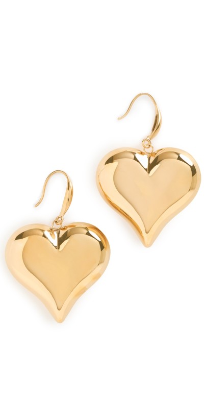 By Adina Eden Solid Puffy Dangling Huggie Earrings Gold