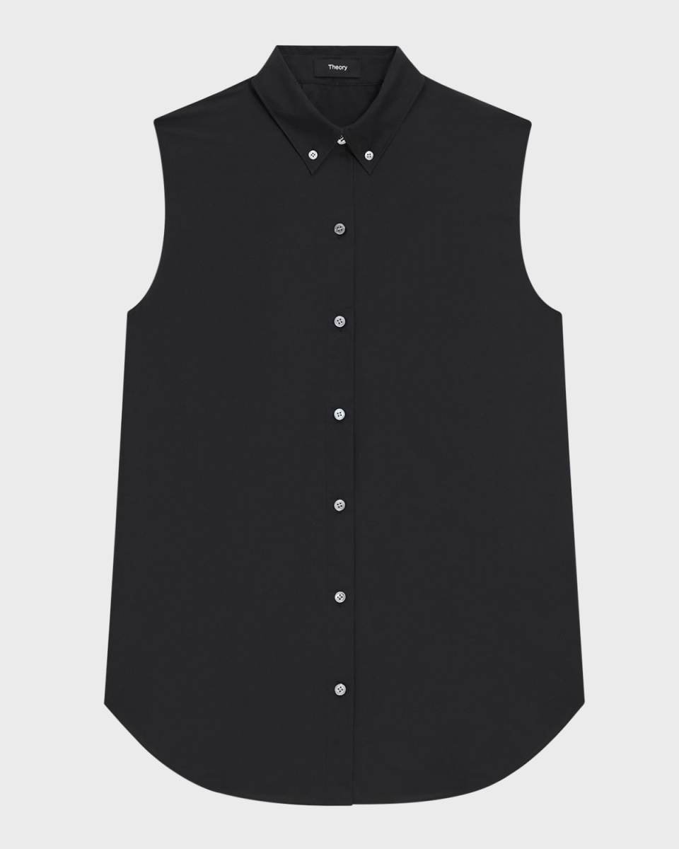 Oversized Sleeveless Button-Front Shirt