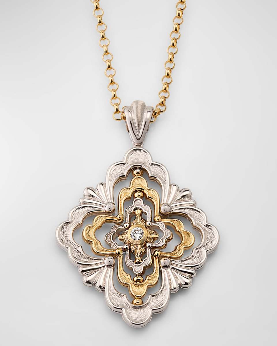 Iconica Diamond 18K White Gold and Yellow Gold Pendant Necklace
