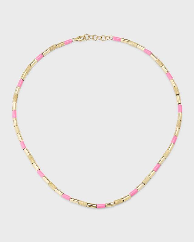 Tubini Bubblegum Pink Enamel Necklace