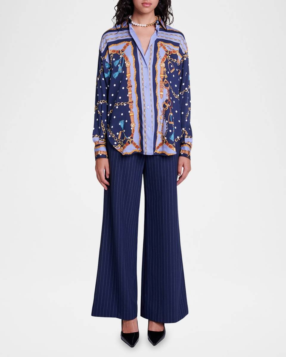 Cechaine Chain Motif Button-Front Shirt