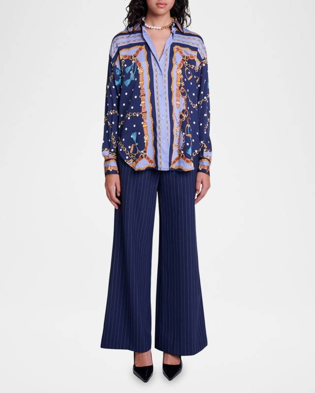 Cechaine Chain Motif Button-Front Shirt