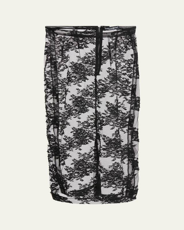 Pizzo Chantilly Lace Midi Skirt