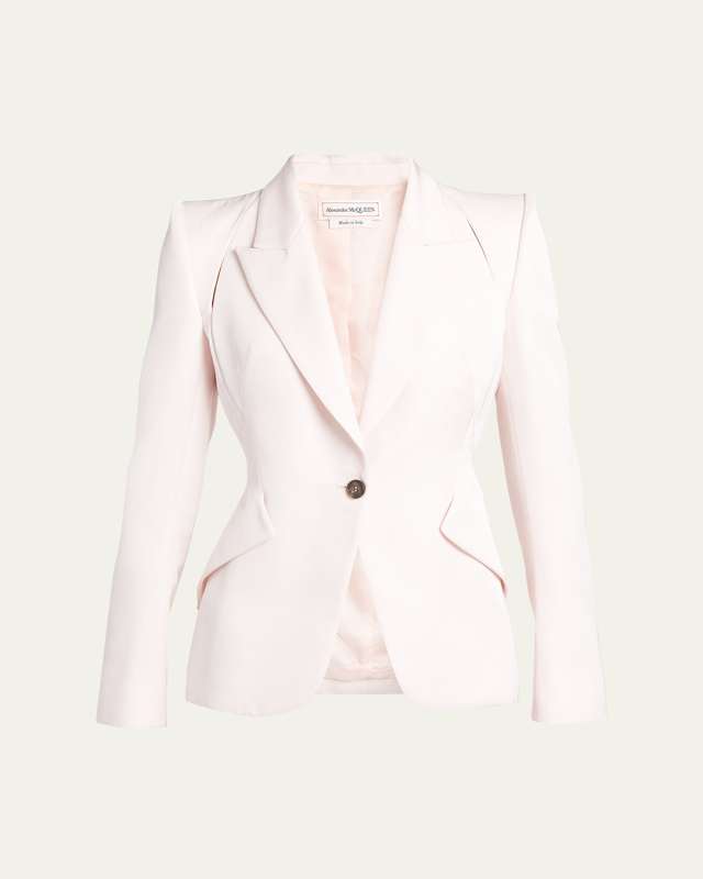 Leaf Crepe Blazer Jacket with Shoulder Slash Detail
