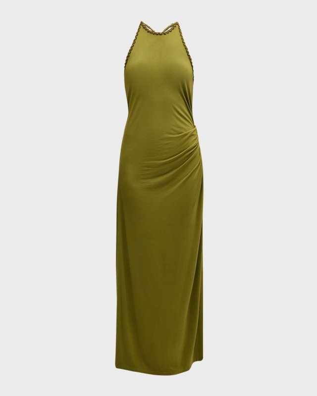 Manilla Contrast Stitch Jersey Maxi Dress