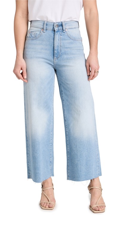 DL1961 Hepburn Petite Wide Leg: High Rise Jeans Lt. Island Park (Vintage)