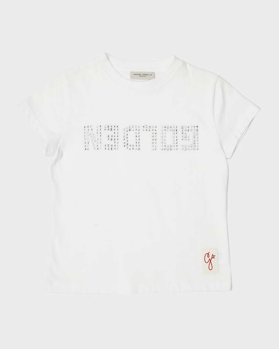 Girl's Crystalized Logo-Print T-Shirt, Size 4-10