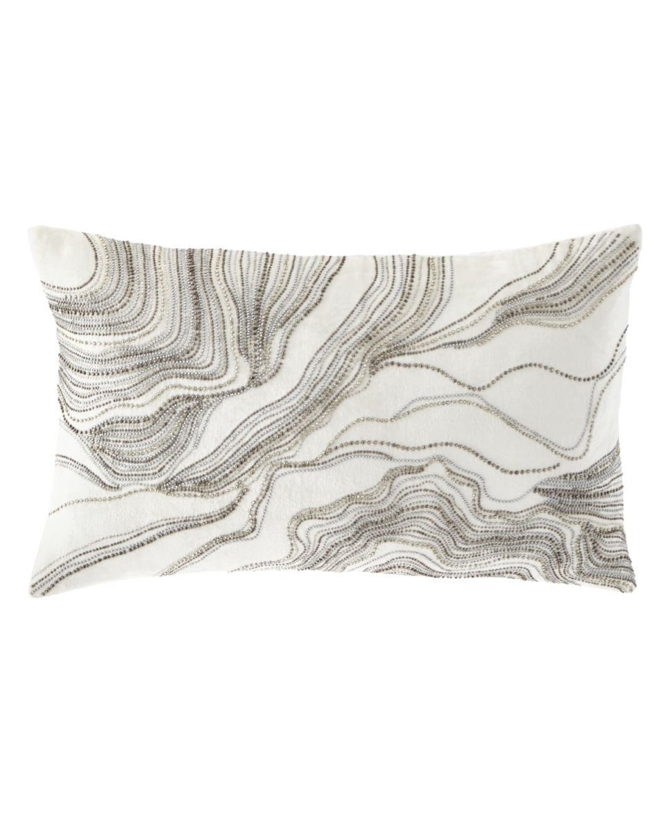 Silver Beaded Decorative Pillow