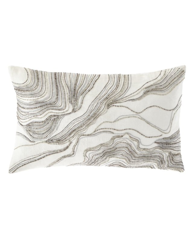 Silver Beaded Decorative Pillow