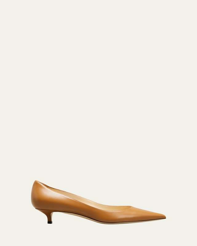 Amelia Leather Kitten-Heel Pumps