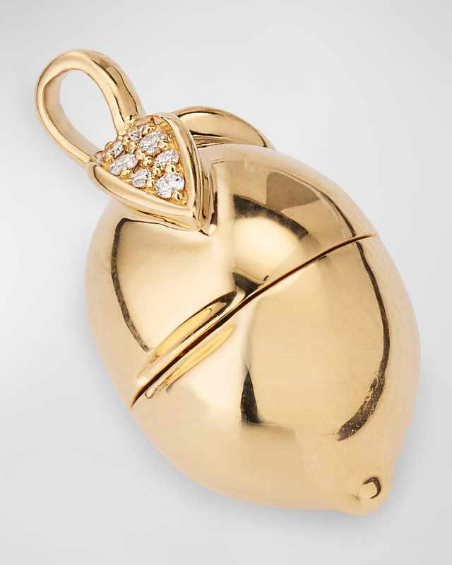 18K Yellow Gold Lemon Locket with GH-SI Diamonds
