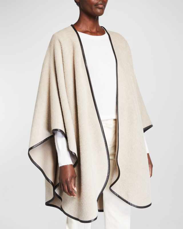 Baby Alpaca Cape w/ Leather Trim