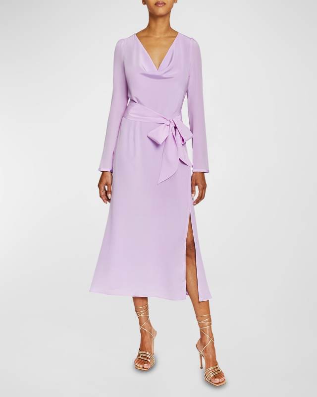 Piper Cowl-Neck Silk Crepe De Chine Midi Dress