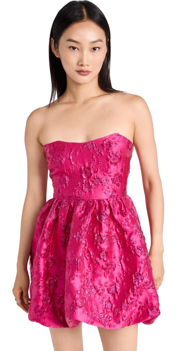 Amanda Uprichard Addison Dress In Brocade Rosebud Brocade