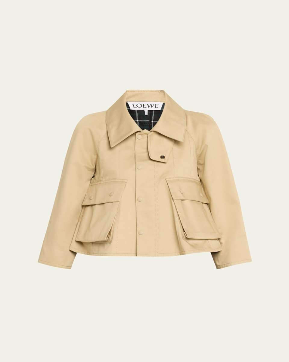 Cropped Trapeze Trench Jacket