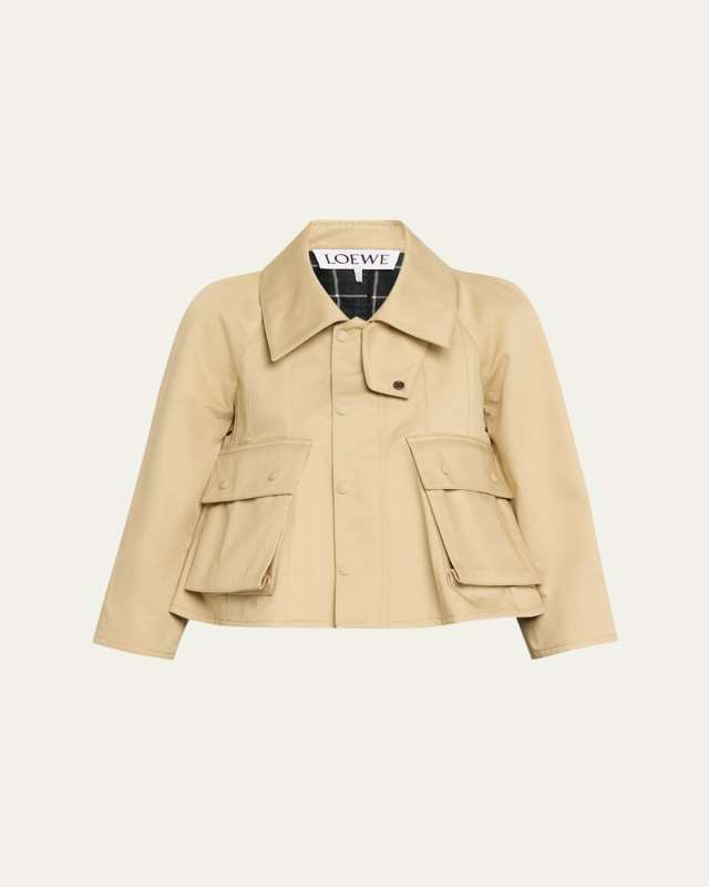 Cropped Trapeze Trench Jacket