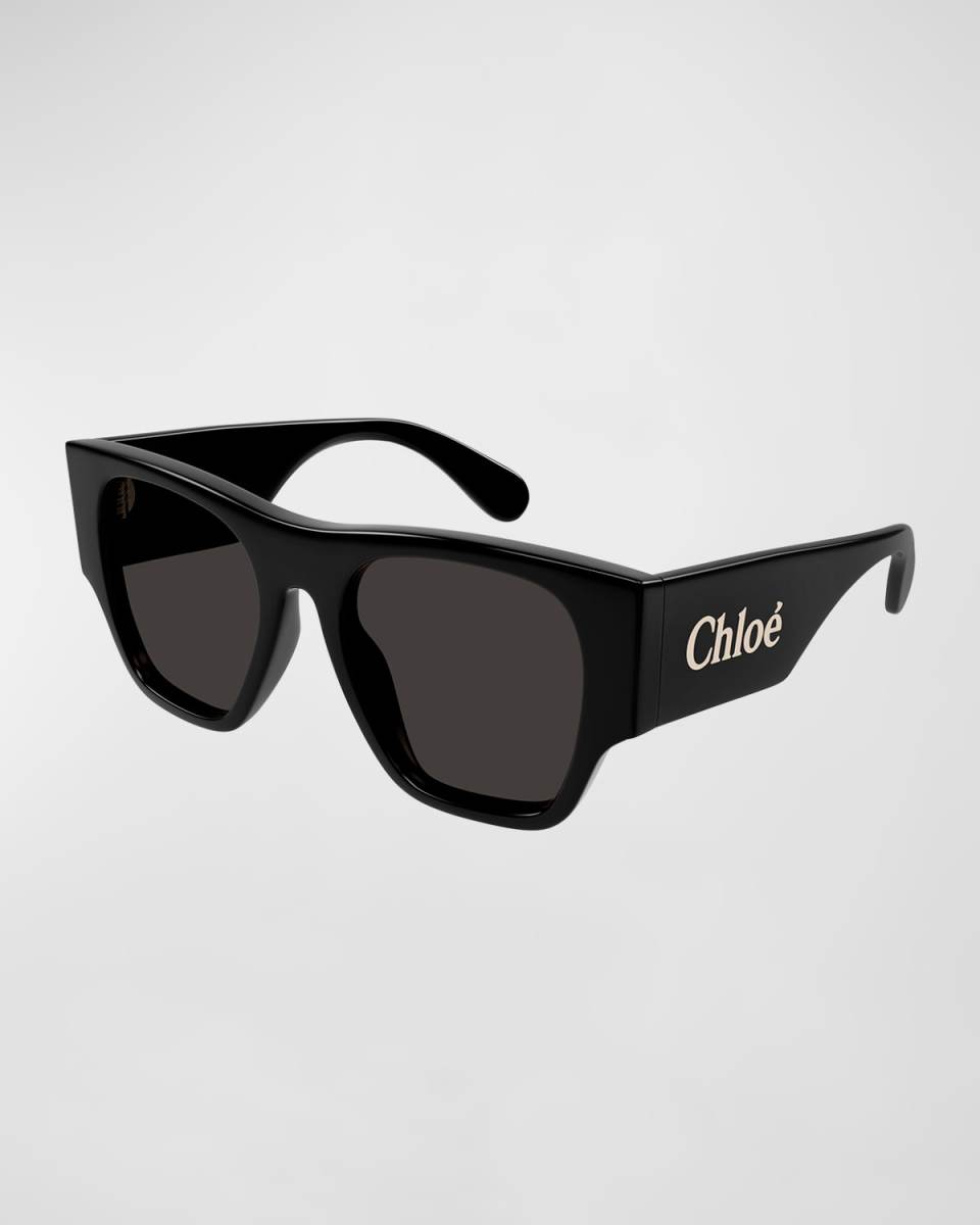 Logo Acetate Square Sunglasses
