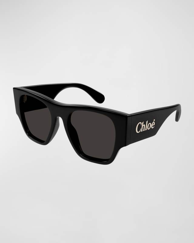 Logo Acetate Square Sunglasses