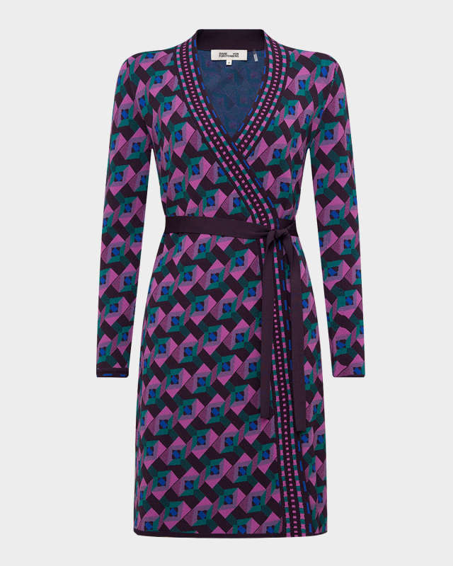 Edwina Geometric Jacquard Mini Wrap Dress
