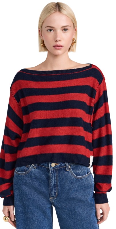 Free People We The Free Into The Blue Pullover Red Combo