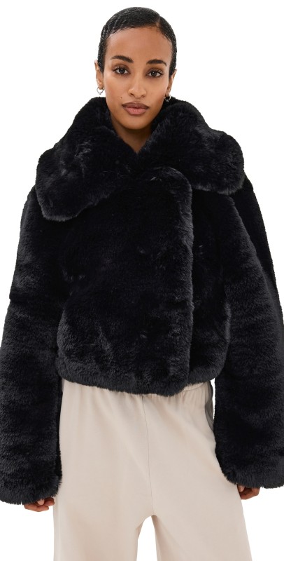 Acne Studios Fluffy Faux Fur Jacket Black