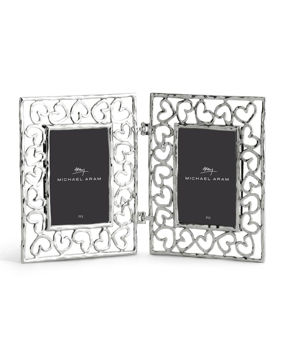 Heart Hinged Frame - 1.75" x 2.5", Silver