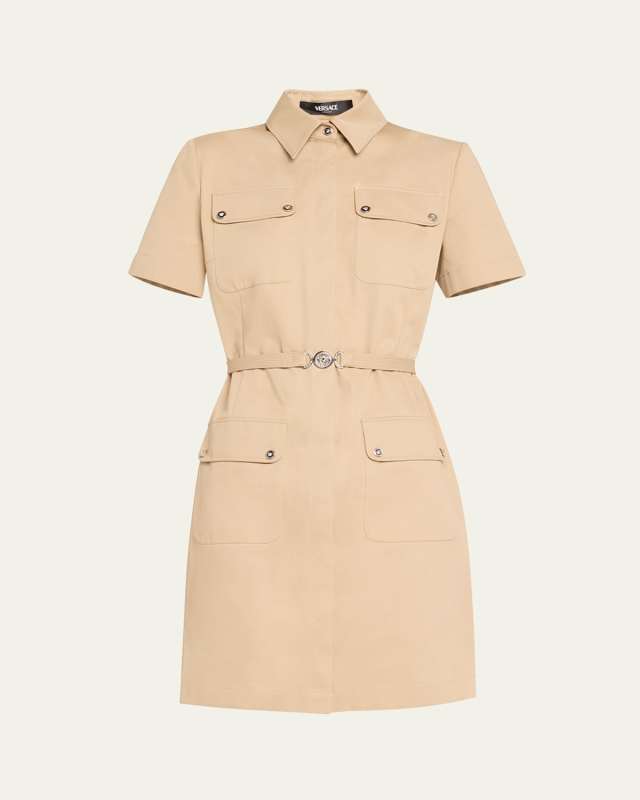Cotton Gabardine Belted Shirtdress