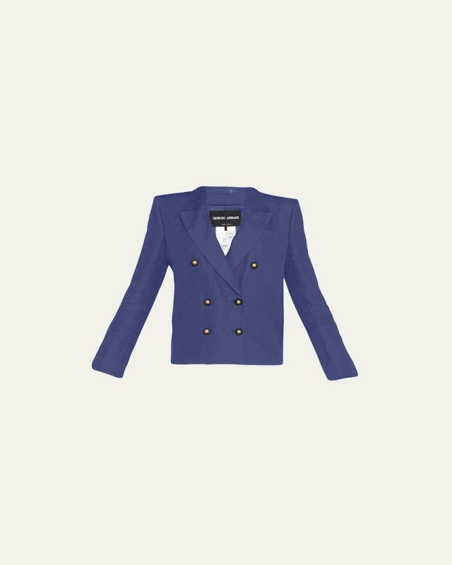 Double-Breasted Crop Silk Blazer