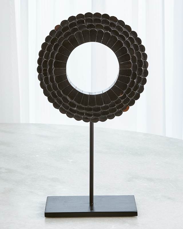 Small Four Layer Horn Scalloped Mounted Ring Sculpture