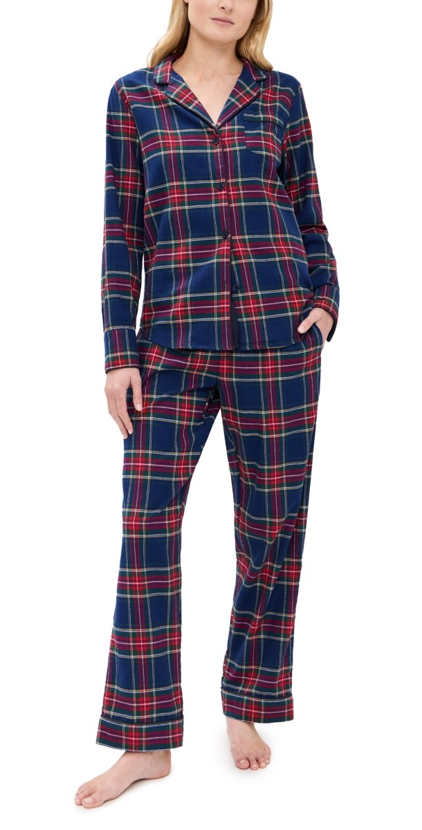 Petite Plume Windsor Tartan Pajama Set Navy