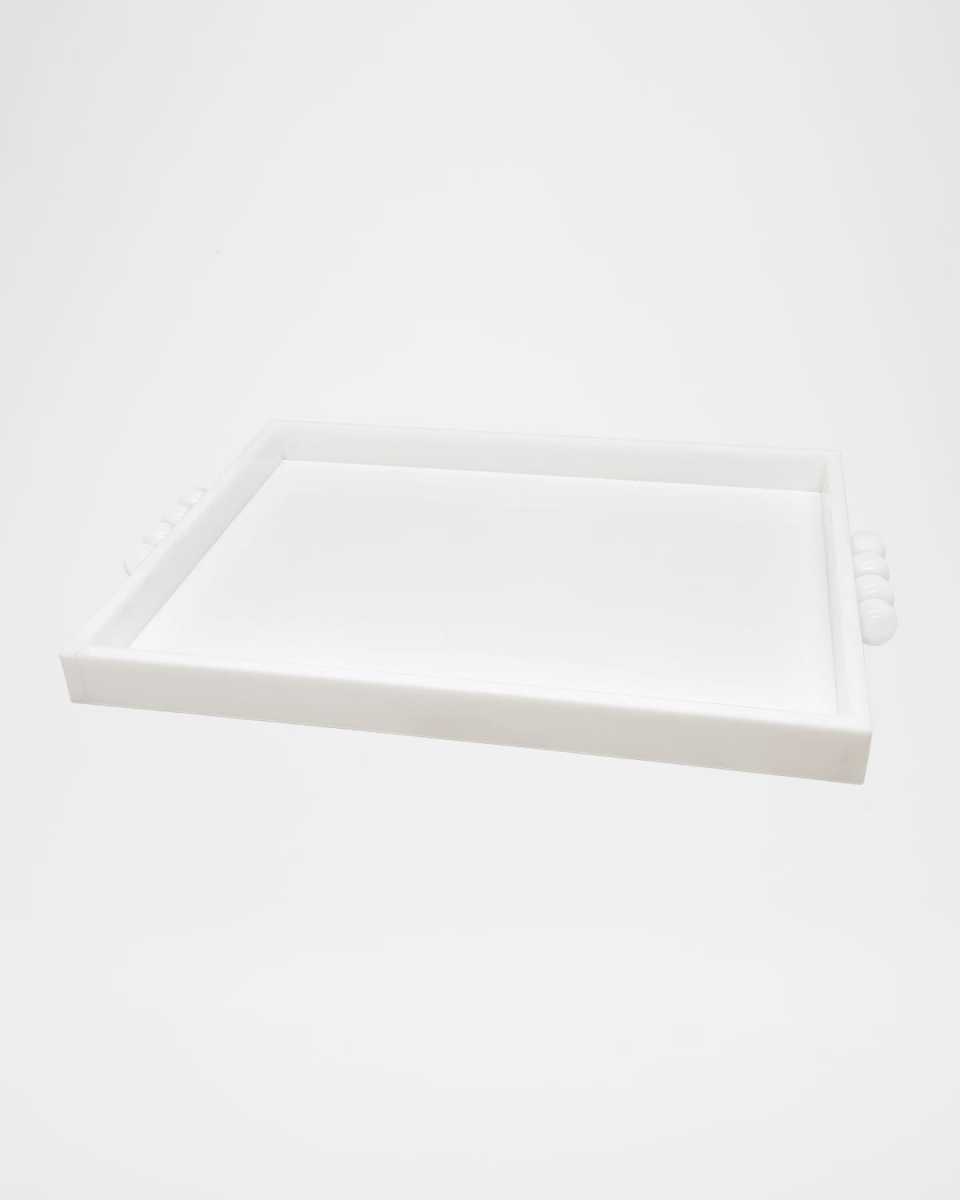 White Lucite Tray with Bubble Handles