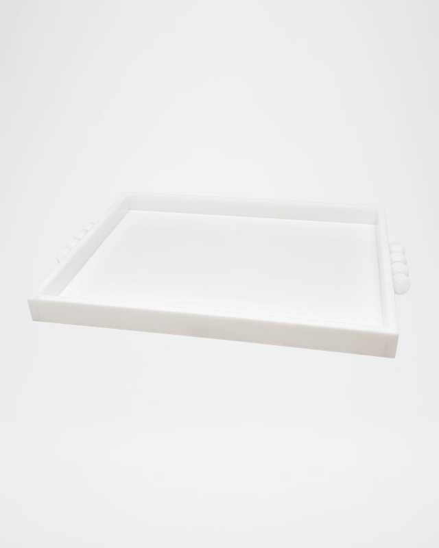 White Lucite Tray with Bubble Handles
