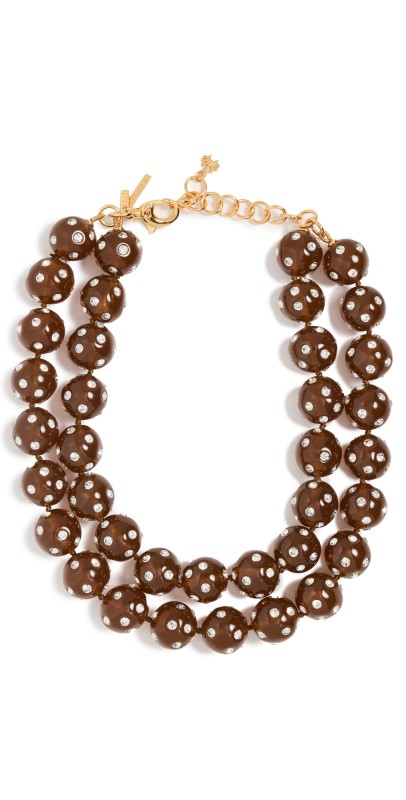 Lele Sadoughi Polka Dot Double Layered Necklace Rootbeer