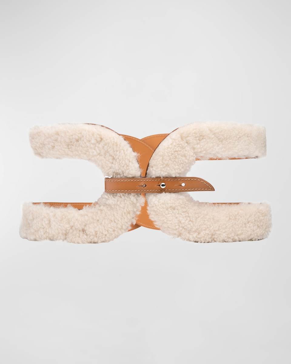 La Délicieuse Shearling & Leather Belt