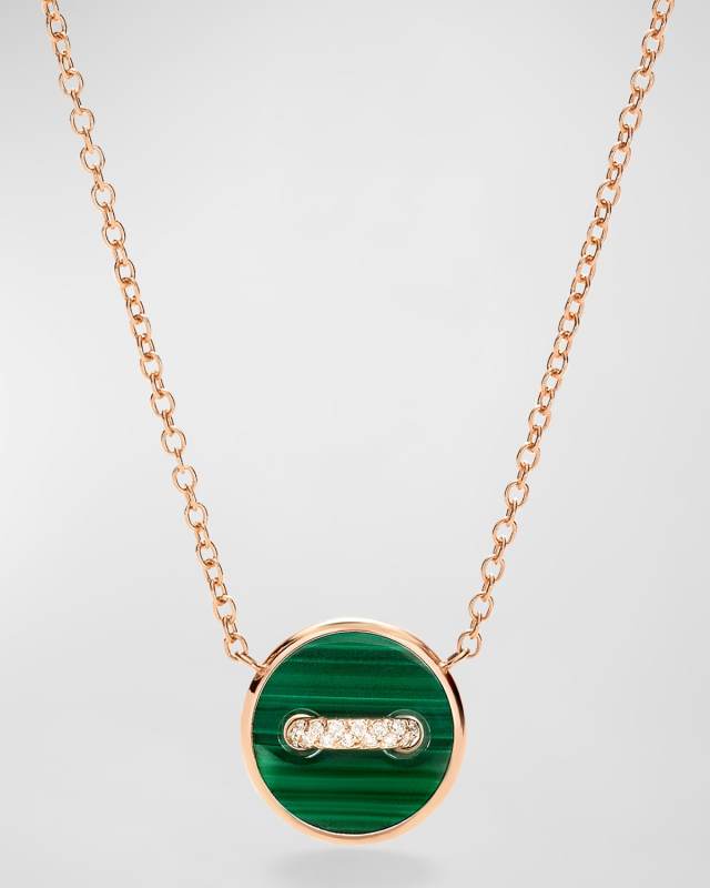18K Rose Gold Dot Malachite and Mother of Pearl Pendant Necklace