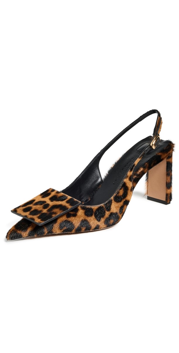 Jacquemus Les Slingbacks Duelo Haut PRINT LEOPARD BROWN