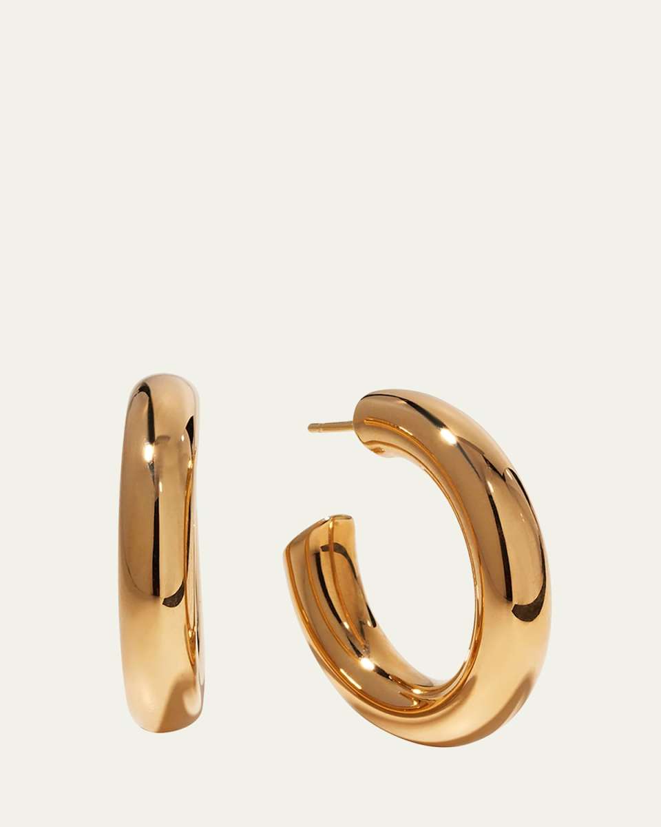 Hollow 14k Gold Wide Mini Hoop Earrings