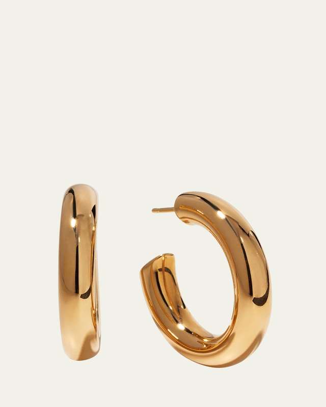 Hollow 14k Gold Wide Mini Hoop Earrings