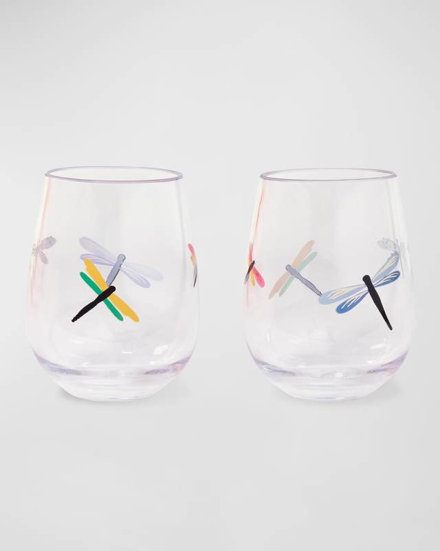 dragonfly flight acrylic stemless wine glass set