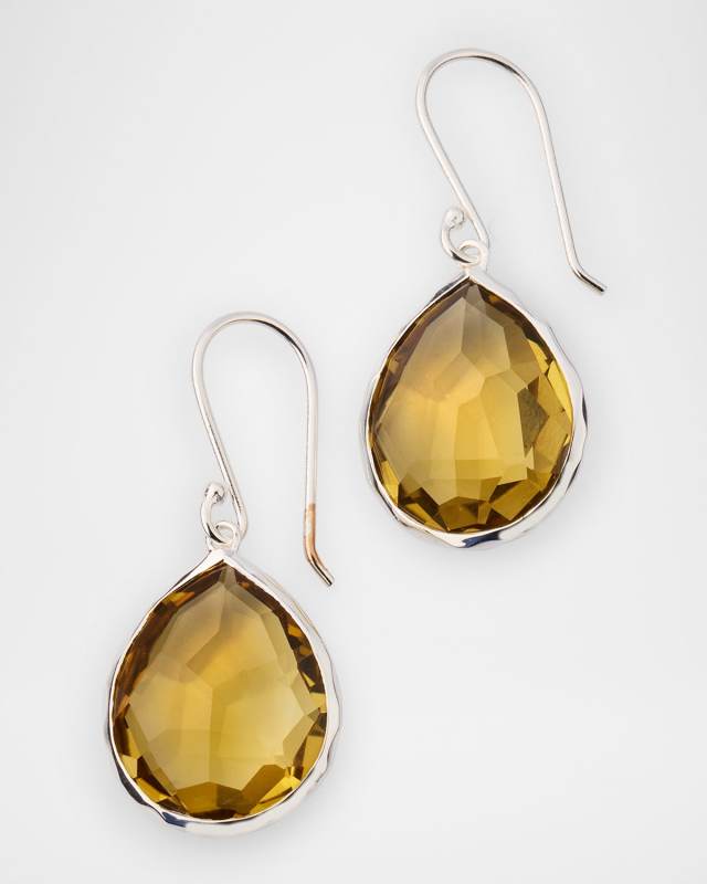 Rock Candy Mini Cognac Citrine Teardrop Earrings in Sterling Silver