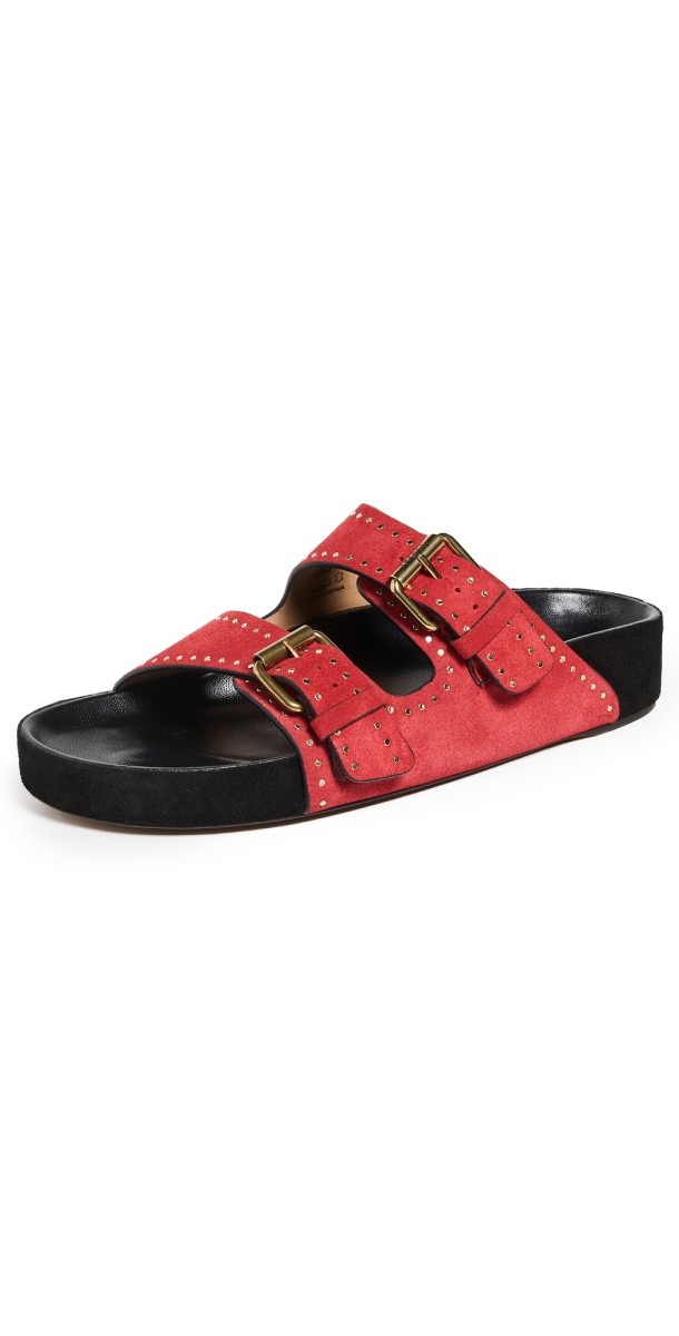 Isabel Marant Lennyo Slides Scarlet Red