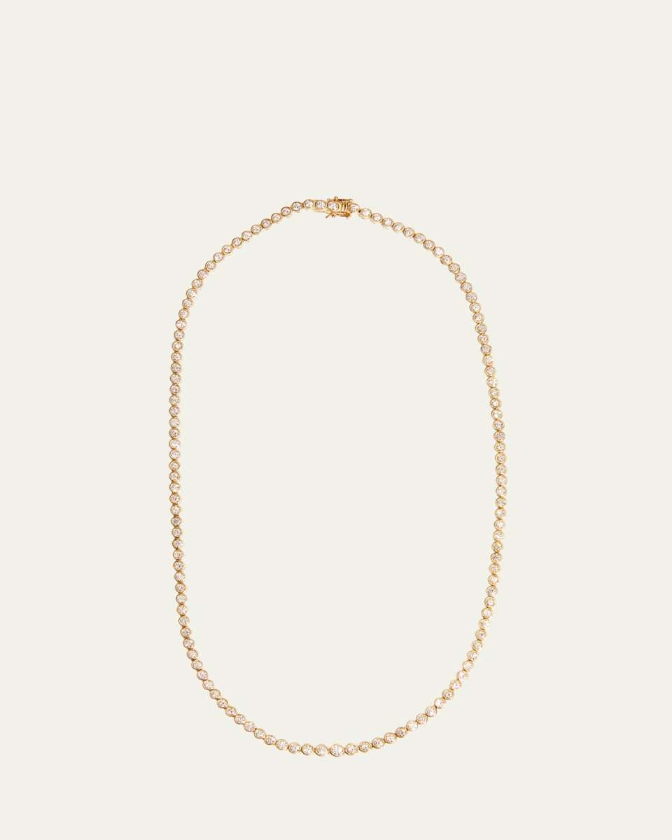 14K Yellow Gold Bezel-Set Diamond Tennis Necklace, 17"L